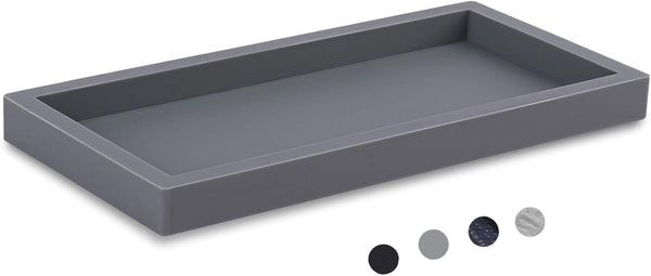 Bathroom Trays for Counter, Silicone Vanity Trays for Bathroom, Rectangle Sponge Holder for Kitchen Sink - Grey