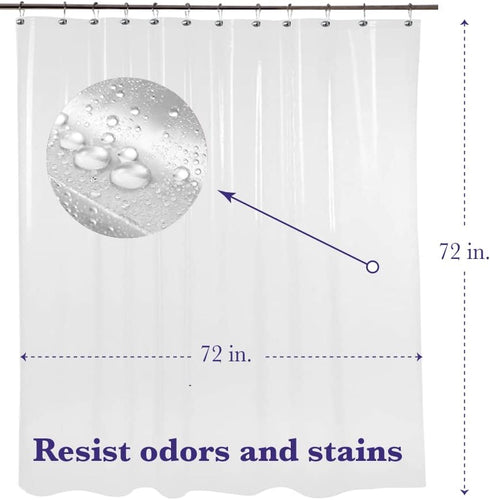 Epica Strongest Heavy-Duty Clear Vinyl Shower Curtain Liner - 72 inches x 72 inches