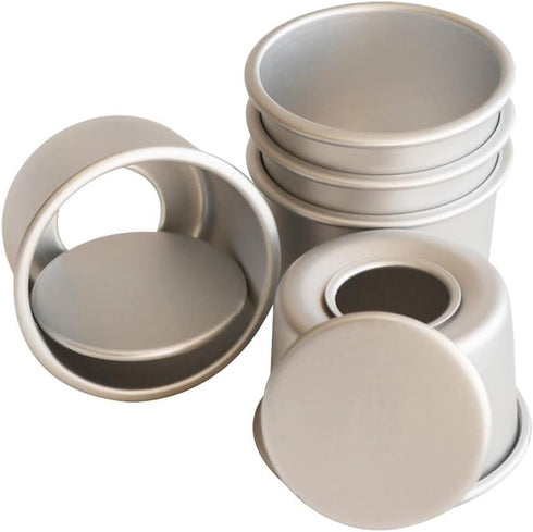 Flunyina Aluminium Mini Round Chiffon Cake Pan, Set of 5