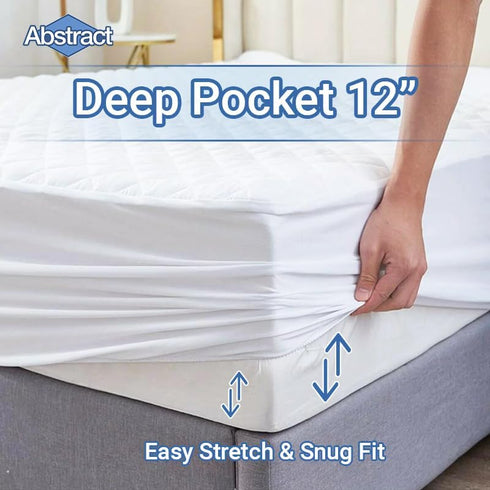 Abstract 33x75 Waterproof Mattress Protector - Quilted, Fitted Cover for Mattress - Breathable Soft Pad for Twin/Cot