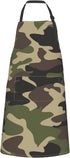 Waterproof Green Camo Apron with 2 Pockets, Amy Camouflage Kitchen Chef Bibs for Cooking, Baking, Gardening