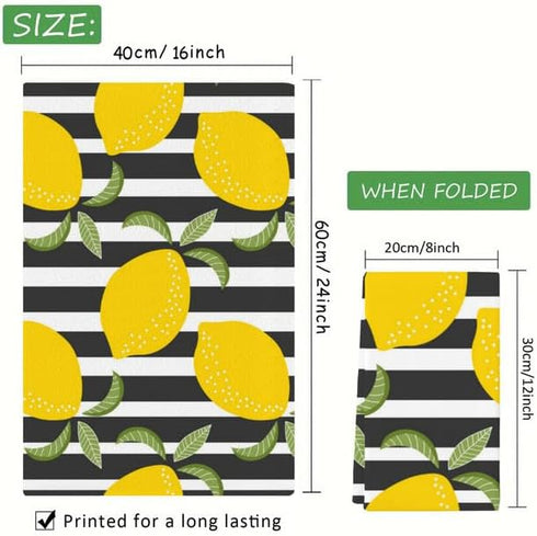 2 Pcs Kitchen Towels - Lemons Kitchen Dish Towels for Home Cleaning, Cooking, and Baking, 16 x 24 Inch