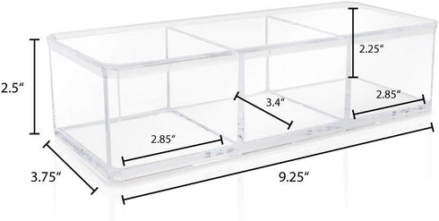 Isaac Jacobs Clear Acrylic 3 Section Organizer - Three Compartment Drawer Tray for Office & More