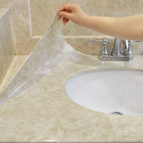 LaCheery Beige Marble Contact Paper for Countertops, Waterproof Marble Look Peel and Stick Wallpaper for Kitchen