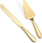 Cake Cutting Set for Wedding, Elegant Knife and Server with Stainless Steel Rounded Edges, Gold Gift Set of 2