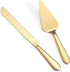 Cake Cutting Set for Wedding, Elegant Knife and Server with Stainless Steel Rounded Edges, Gold Gift Set of 2