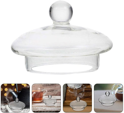 Kichvoe Glass Teapot Lid Replacement, Clear Teapot Accessory Glass Tea Kettle Cover For Home Kitchen Teapots, 2.55x2.55x1.77in, For 400ml Glass Teapot by Kichvoe