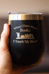 Touch My Shelf Wine Tumbler with Sliding Lid, Stemless Stainless Steel Insulated Cup for Lovers of Reading & Books -