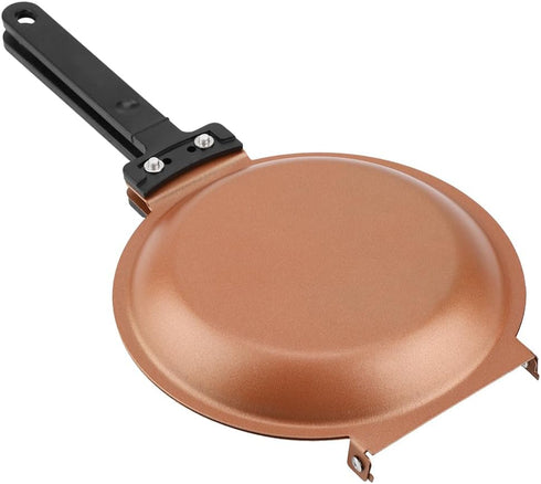 Walfront Double Side Non Stick Frying Pan, Gold, Flip Folding Pancake Maker for Household Kitchen