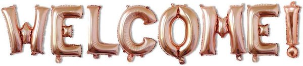 16inch WELCOME Letter Balloons, Rose Gold Alphabet Foil Mylar Balloons for Party Decoration Supply