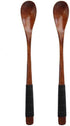 2 Set of Retro Handcrafted Wooden Long Coffee Tea Spoons with Cable Tie