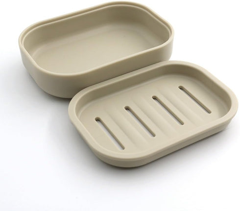 Plastic Soap Dish Container, Keeps Soap Dry, Easy Cleaning, Drain, Khaki