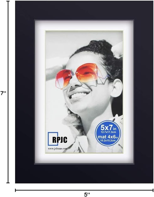RPJC 5x7 inch Picture Frame, Solid Wood with High Definition Glass, Black, for 4x6 or 5x7 Photos