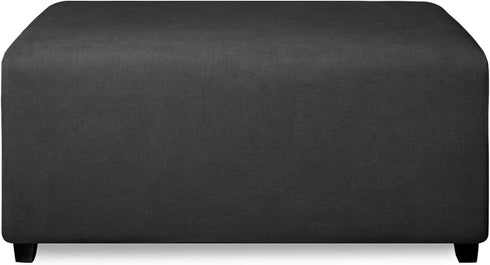 PureFit Super Stretch Ottoman Cover - Soft Form Fit Rectangle Slipcover for Living Room, Dark Gray