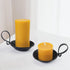 Matte Black Iron Pillar Candle Holder with Handle, Simple Industrial Style Table Centerpiece Decoration
