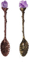 2pcs Retro Crystal Antique Spoon, Amethyst Crystal Alloy Mini Coffee Tea Spoons for Home Office Ice Cream