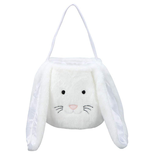 XinblueCo Plush Easter Bunny Basket with Long Ears, Personalized Egg Hunting Tote Bags for Easter Decorations
