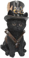 Nemesis Now Cogsmith's Steampunk Cat, Hand-Painted Black Cat Figurine with Leather Top Hat, 18.5cm