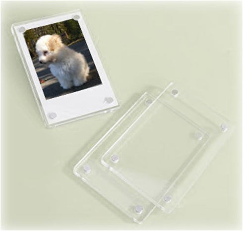 3" Dual Sided Clear Acrylic Refrigerator Magnetic Photo Frame, Compatible with Fujifilm Mini 9 8 8+ 2x3 Photo