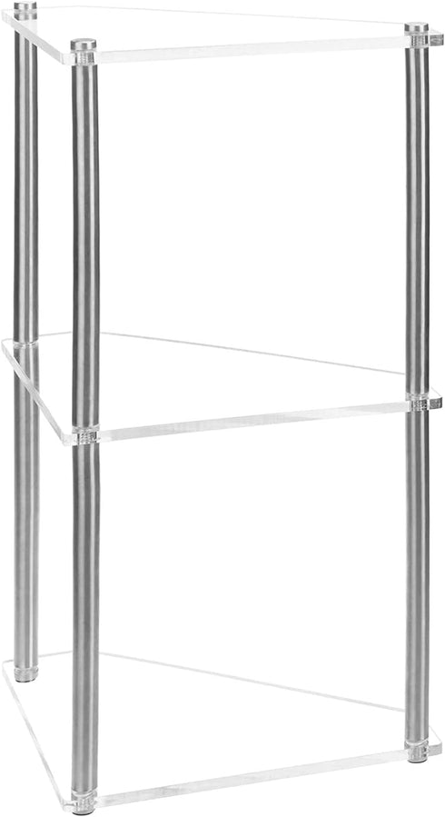 3 Counter MyGift Tier Corner Shelf for Desk, Triangle Shelf Storage Organizer Stand, Acrylic Corner Shelf Display