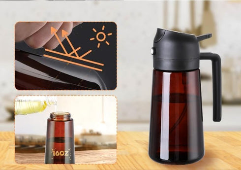 Zwzjheng 2 In1 16oz Olive Oil Edible oil Dispenser for Kitchen, Oil Sprayer Bottle for Cooking, Glass Oil BottleSpray