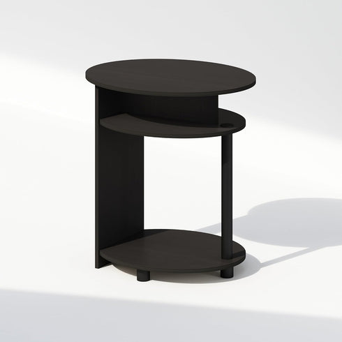 3-Tier Closet, Furinno TIDUR Night Stand, Oval Nightstand with Round Edge Tabletop, Open Shelf Bedside Table, End