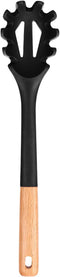 Silicone Pasta Fork, Kitchen Heat Resistant Noodle Spoon Server, BPA Free Spaghetti Strainer, 12.8 inch (Black)
