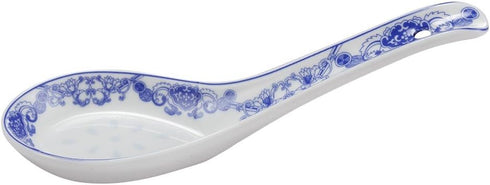 5-inch Porcelain Chinese Knot Blue Floral Soup Spoons Set of 4