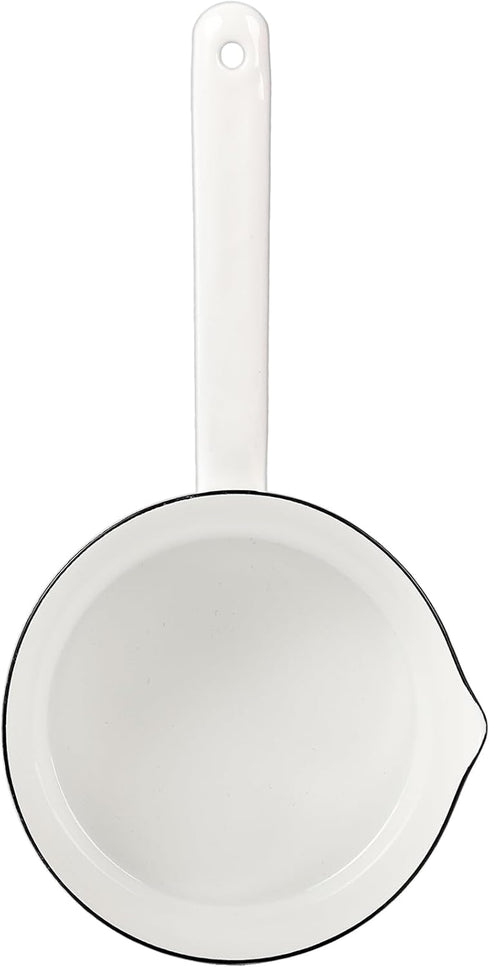 Peohud 37 Oz Enamel Milk Pan, Mini Butter Warmer with Pour Spout for Stove Top