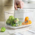 SANNO Refrigerator Food Storage Containers - Stackable Bin Organizer with Vented Lids and Removable Drain Tray