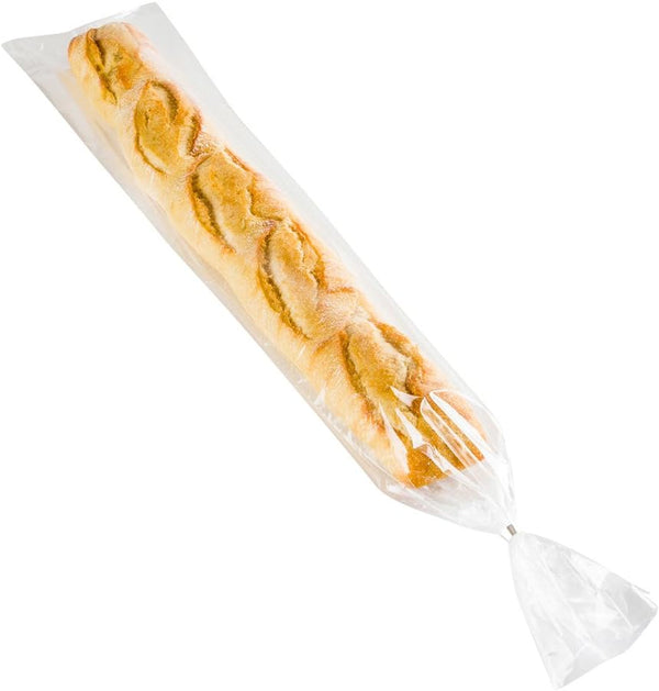 Restaurantware 28 Inch x 6 Inch Bread Bags, 250 Micro Perforated Clear Plastic Baguette Bags with Wicket Dispenser