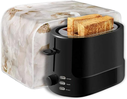 White Peony Flower Toaster Dust Cover, Polyester Fabric, 2/4 Slice, Dust and Fingerprint Protection, Machine Washable