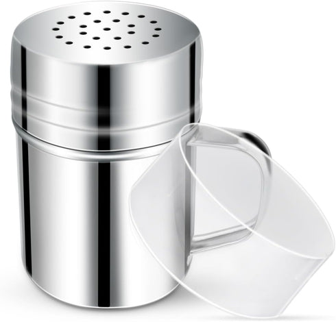Stainless Steel Dredge Shaker, 6 Oz Spice Shakers with Handle, Fine Powder Shakers for Baking Seasoning
