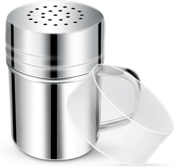 Stainless Steel Dredge Shaker, 6 Oz Spice Shakers with Handle, Fine Powder Shakers for Baking Seasoning