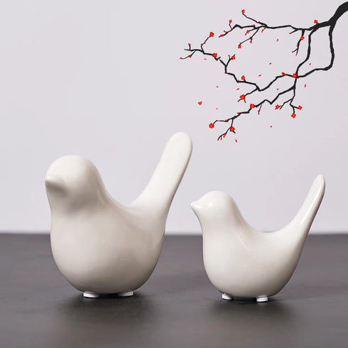 GJFASGF Small Animal Statues, White Bird Figurines Home Decor, Modern Home Decorative, Ceramic