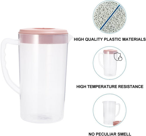 Hemoton 2600ML Plastic Pitcher with Lid, Clear Juice Pitcher for Fridge, Large Capacity Lemonade Water Jug