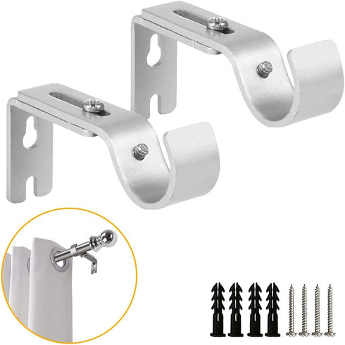 Adjustable Curtain Drapery Rod Holders Set of 2, Extendable Wall-Mounted Metal Bracket for 1 Inch Rods