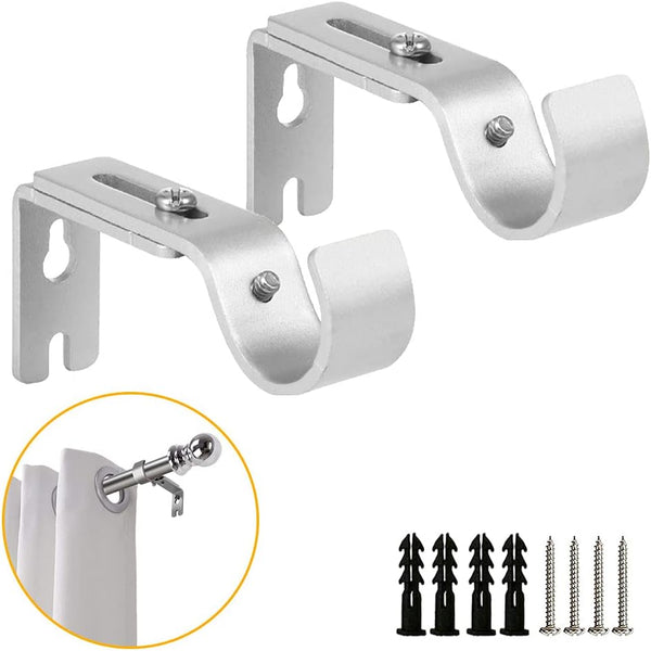 Adjustable Curtain Drapery Rod Holders Set of 2, Extendable Wall-Mounted Metal Bracket for 1 Inch Rods