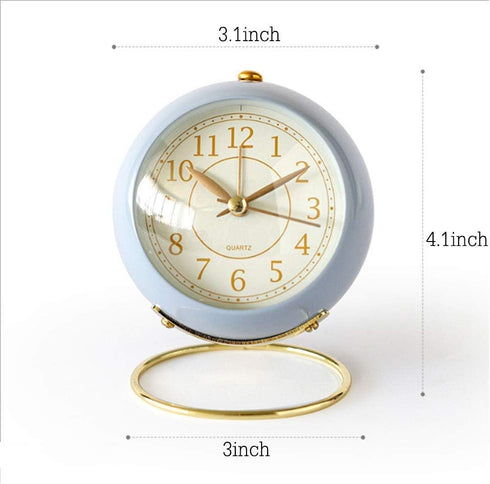 SHISEDECO Small Classic Non-Ticking Tabletop Alarm Clock, Battery Operated Astronaut Desk Clock with Backlight (Blue)
