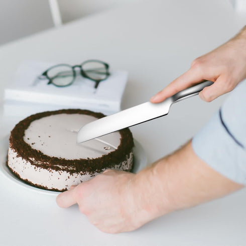 Cake Knife and Server Set - Silver Wedding Cake Server and Knife Set with 10.63" Cake Knife and 8.86" Pie Server for