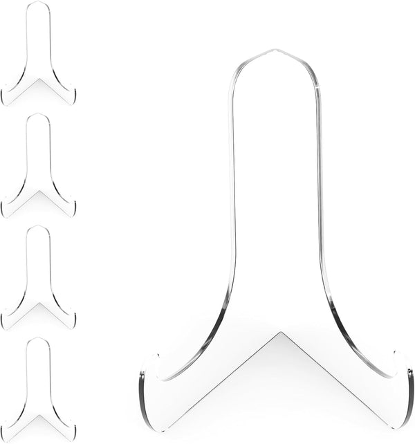 60-Degree Angle Acrylic Plate Stand, 5PC Clear Acrylic Display Easel, 3" H x 3.125" W x 2.5" D (3 Inch)