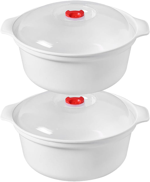 2 PCS Microwave Bowls with Lids: Ramen Cooker Soup Dishes with Handles for Office, College Dorm