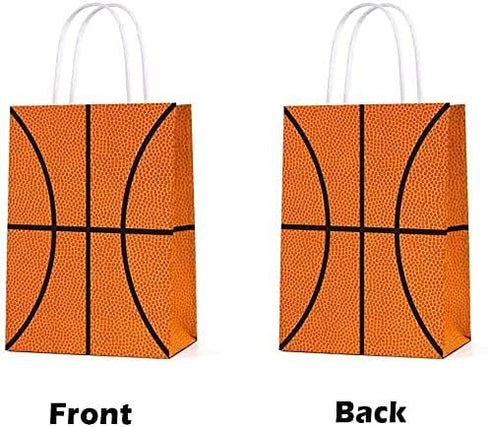16 PCS Basketball Party Gift Bags, Birthday Decor, Party Favor Goody Treat Candy Bag, Basketball Pattern