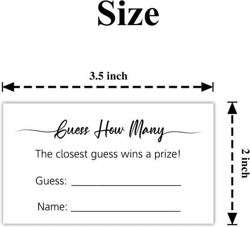 50 Pack 3.5" 2" YUBAIHUI Guess How Many Game Cards Candy Jar Guessing Cards for Baby Shower Games Prizes, Bridal Shower