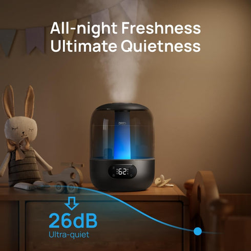 3L 30H 26dB 360 Nozzle, DREO Humidifiers for Bedroom, Top Fill & Quiet Runtime for Large Room, Cool Mist Ultrasonic