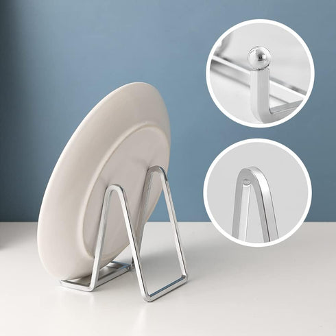 Plate Holder Easel Display Stand - 4.5 inch Metal Plate Stands for Display - Tabletop Picture Stand - Silver Iron Easels for Display Pictures | Photo Frames | Book | Decorative Plates | Plaque -1 Pack