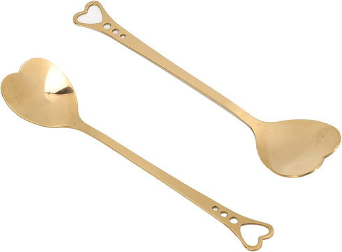 2Pcs Heart Shaped Coffee Dessert Spoon, Metal Stirring Spoon for Tea Dessert Drinks Ice Cream