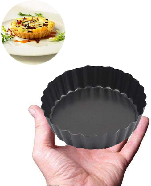 Mini Tart Pans Set of 6, Nonstick 4 Inch Mini Quiche Pan with Removable Bottom