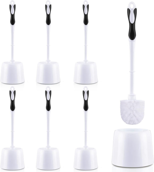 Tioncy 6 Pack Toilet Brush with Holder - Toilet Bowl Brush and Caddy Set, Stiff Bristles for Bathroom Cleaning,