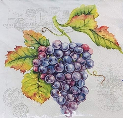 20-ct 13x13 Purple Grape Napkins, Decorative Paper Napkins for Dessert, Birthday, Wedding, Anniversary